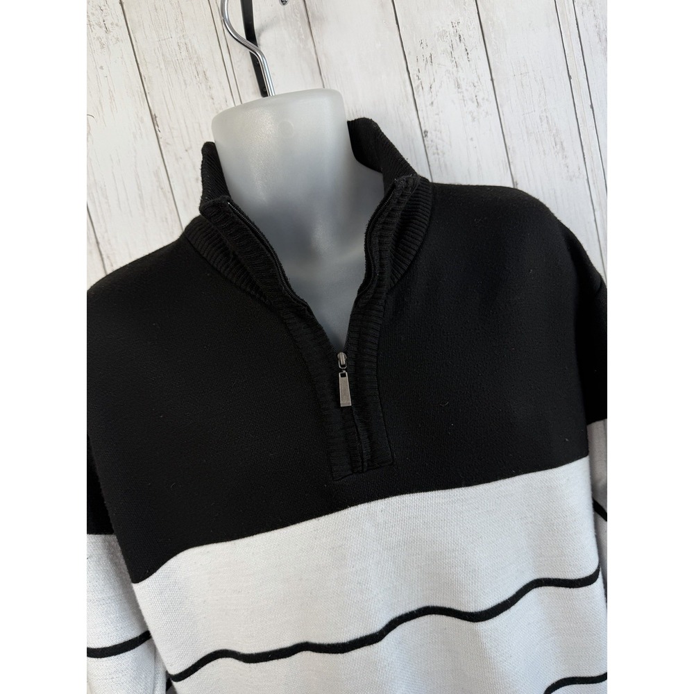 Men's Marx & Dutch Collection Quarter Zip Pullover Sweater Black White Size XXL